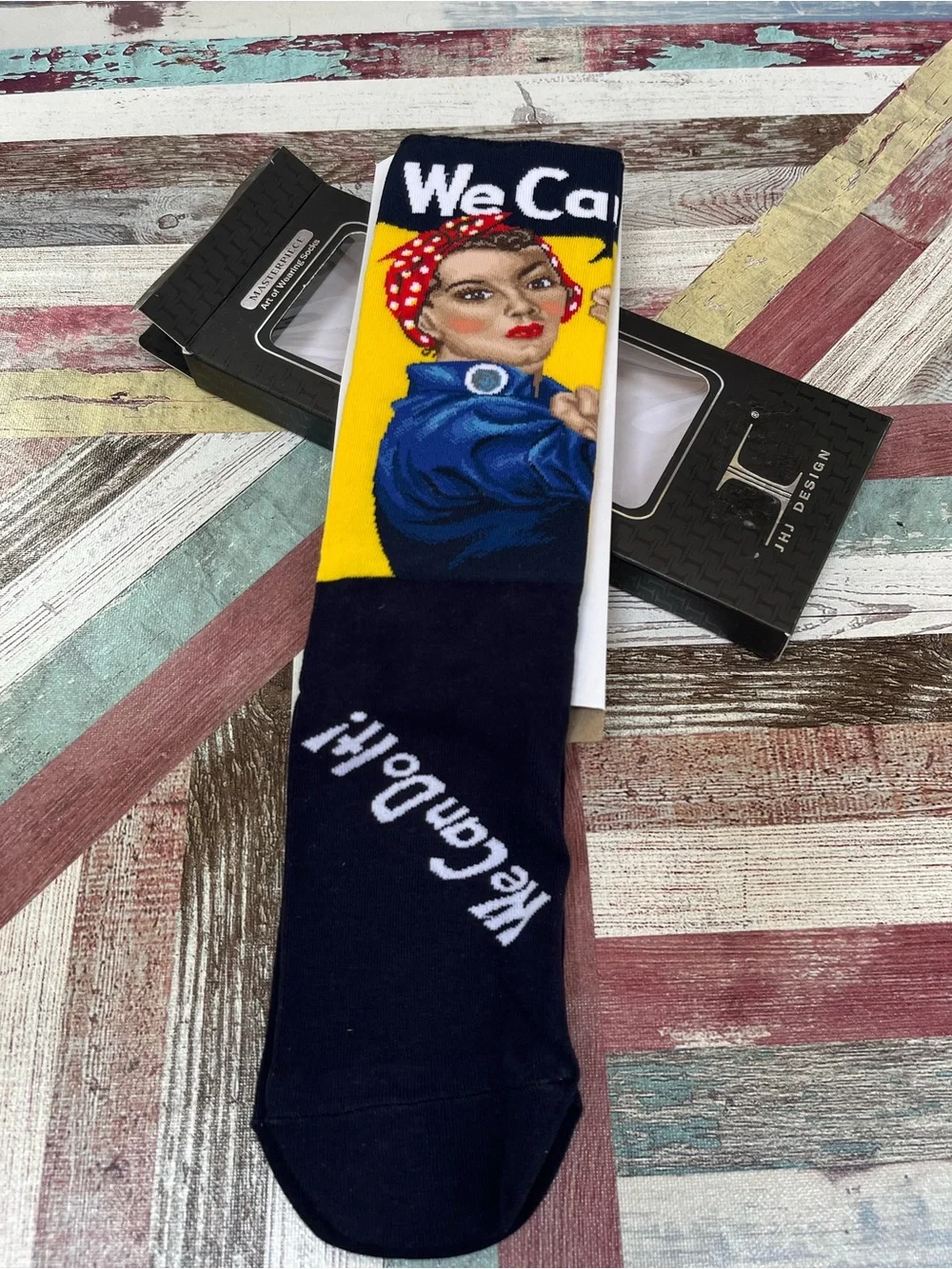 “We Can Do It” Rosie The Riveter Masterpiece Socks NIB JHJ Design Collector
